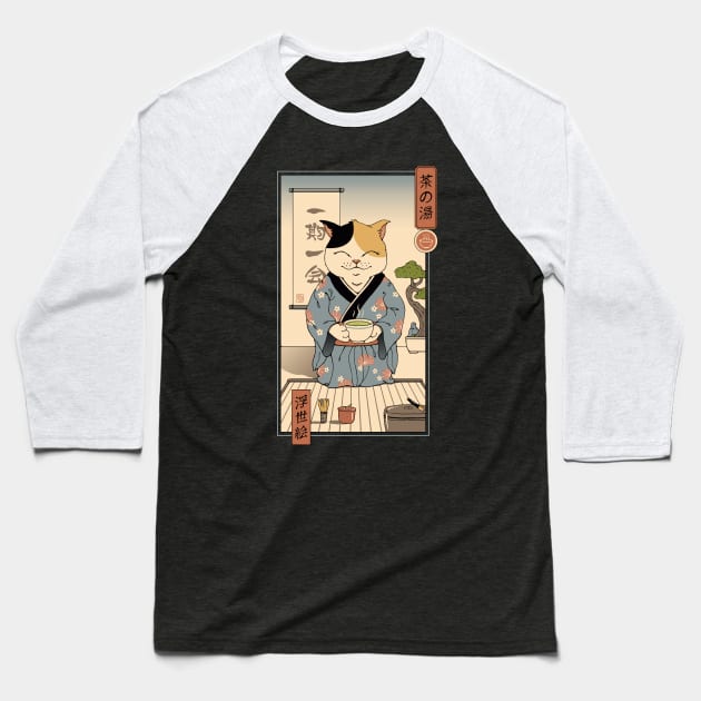 Cat Tea Ceremony Baseball T-Shirt by Vincent Trinidad Art